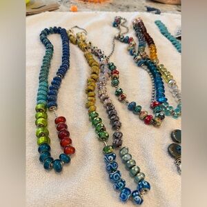 Huge Lot of Pandora style .925 Murano glass beads for jewelry making